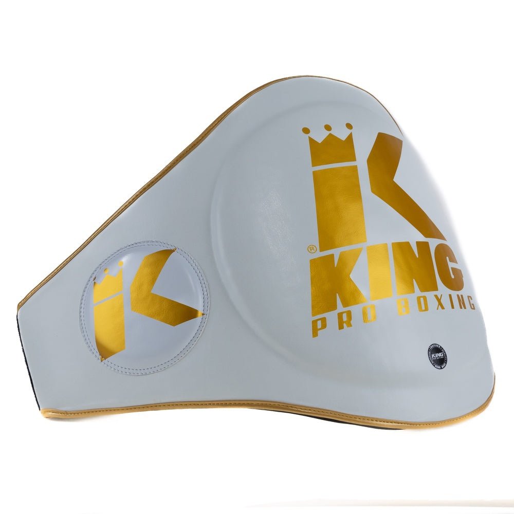 Vue latérale de la ceinture blanche King Pro Boxing Masters montrant l'ergonomie pour la mobilité