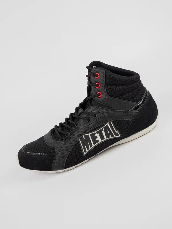Vue latérale de la chaussure unique Metal Boxe Viper III noire, détail de la semelle innovante