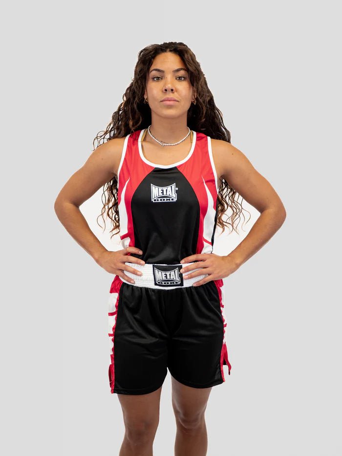 Hoofdvooraanzicht dames wedstrijdboksset Metal Boxe zwart