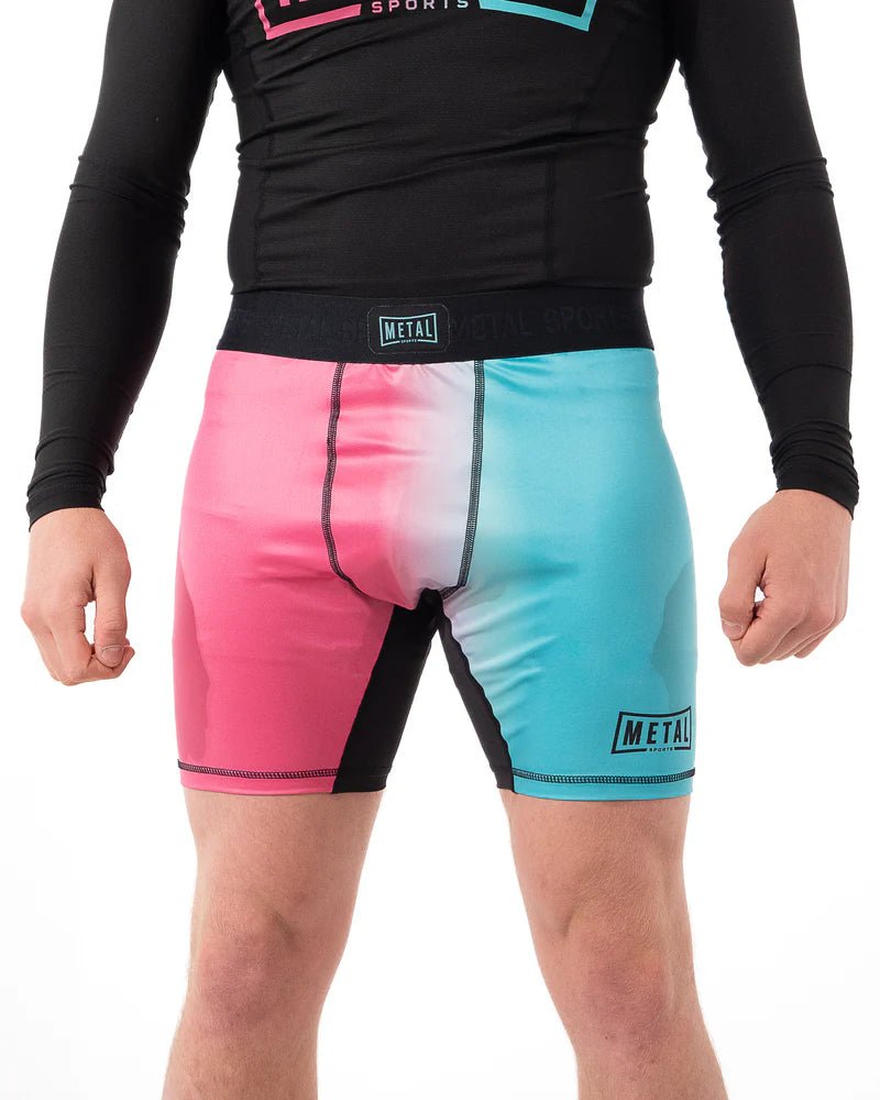 Kompressionsshorts för män från framsidan Metal Boxing Miami Vibe ljusa färger