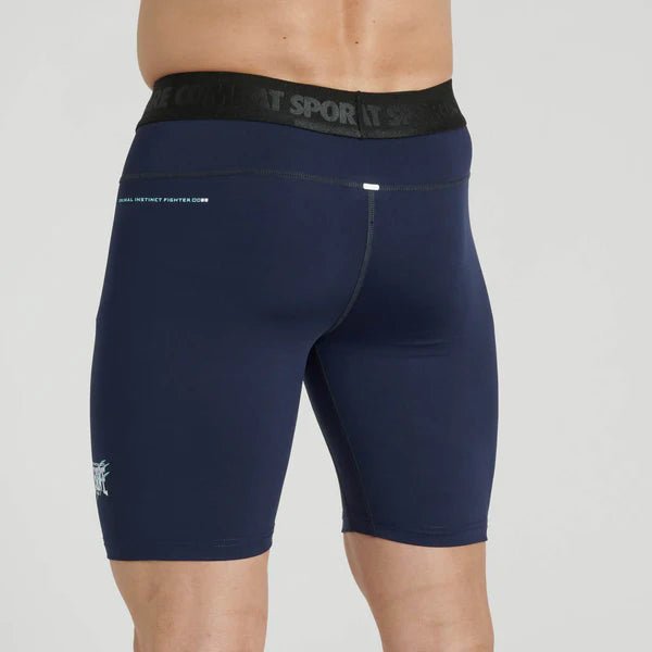 Vedere din spate a pantalonilor scurți de compresie albastru Leone Primal Instinct