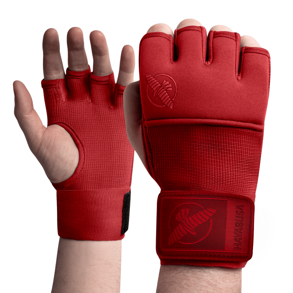 Vue de face du Hayabusa Deluxe Quick Wraps rouge avec rembourrage en gel