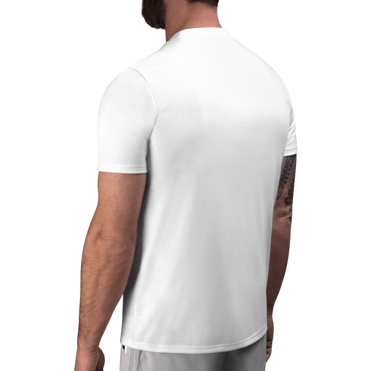 Vue arrière du t-shirt VIP Hayabusa blanc, coupe athlétique et tissu premium