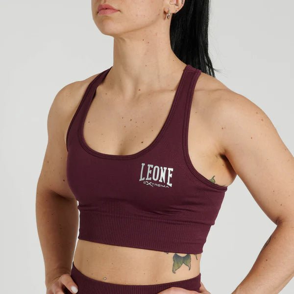 Vue de face du haut de sport Leone Logo Seamless aubergine
