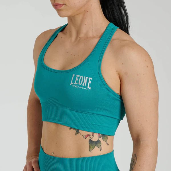 Vue de face du haut technique Leone Logo Seamless bleu sarcelle