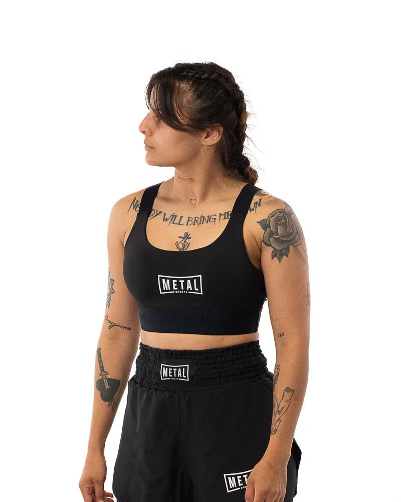 Widok z przodu czarnej koszulki sportowej Metal Boxing Desert Storm do sportów walki