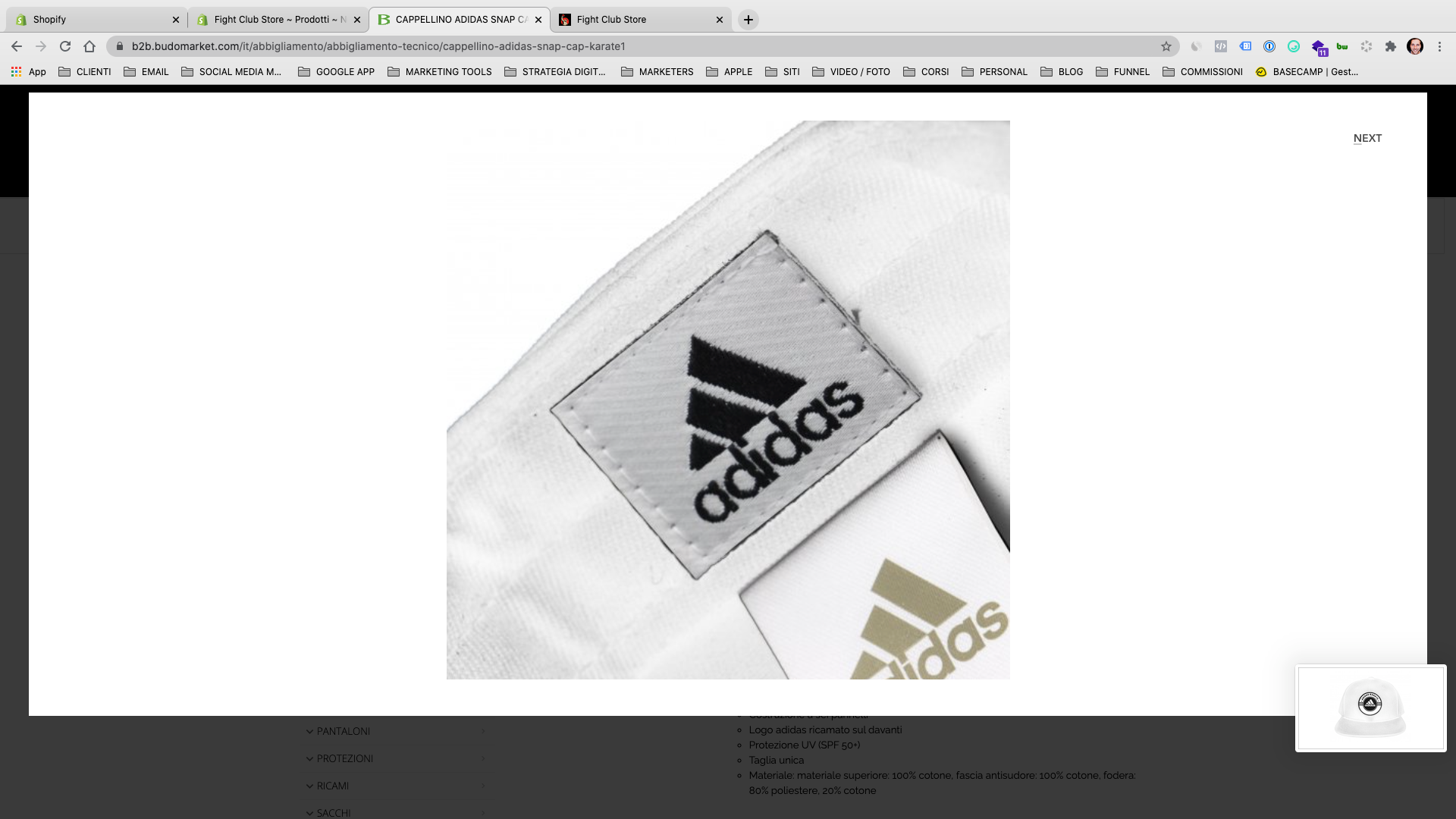 Cappellino Adidas Snap Cap Karate