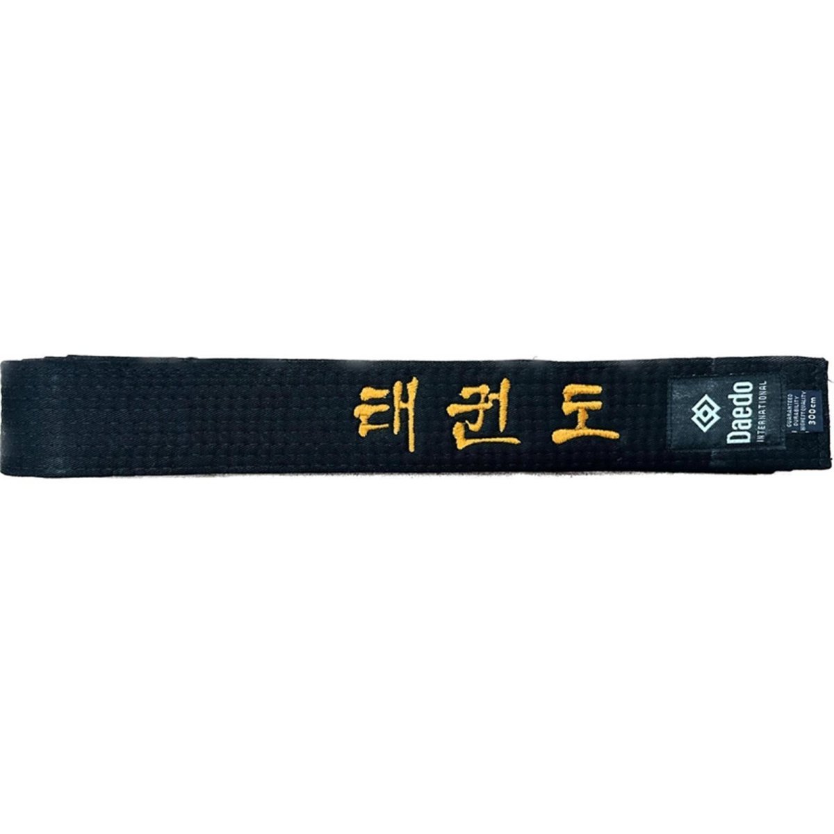 Ceinture Daedo 5cm noire en coton avec broderie Taekwondo en coréen