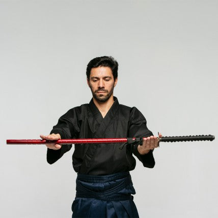 Katana décoratif en bambou et acier forgé Marron