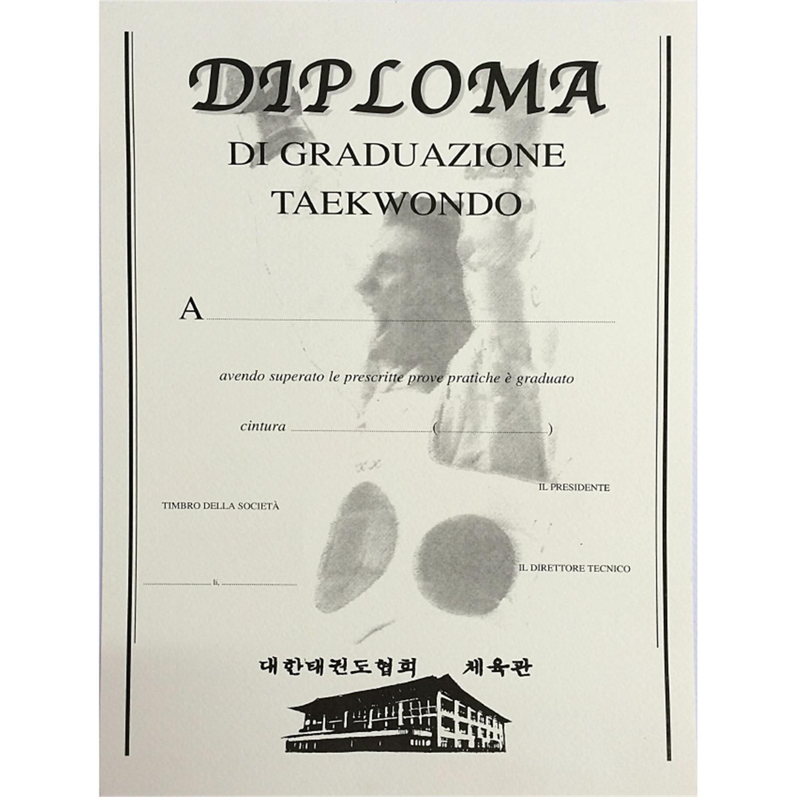 Diplôme de Taekwondo pour le passage de la ceinture