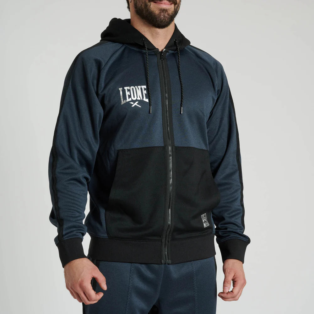 Felpa Leone Melange con Cappuccio e Zip