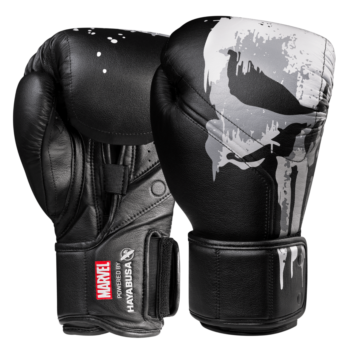 Pereche de mănuși de box negre Hayabusa Marvel Punisher pentru copii cu logo-ul craniului