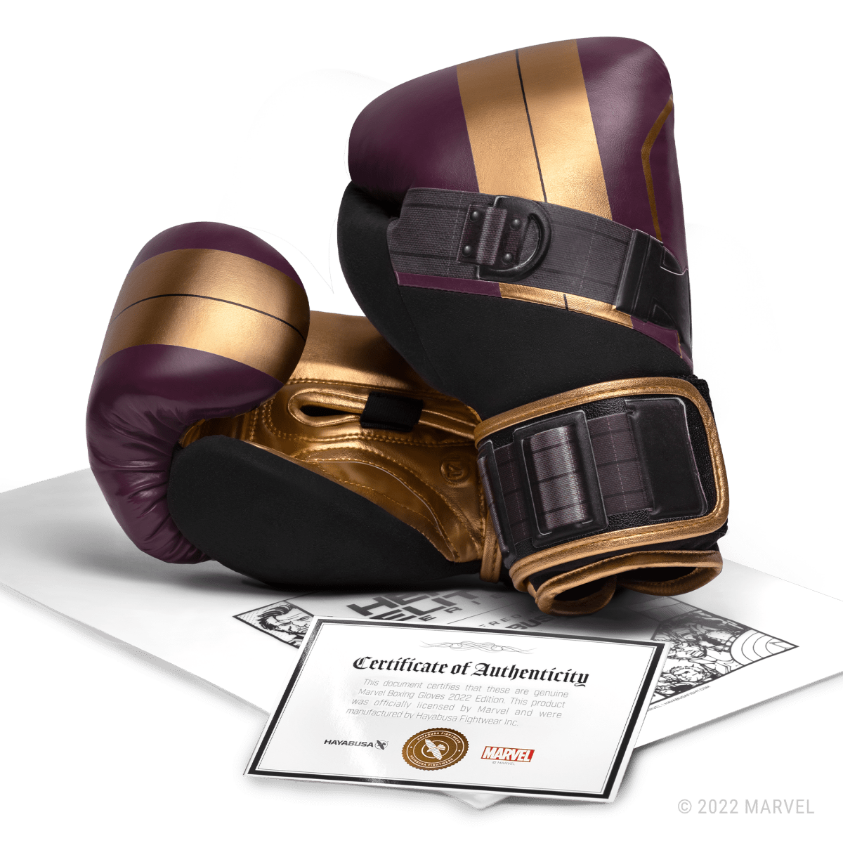 Officieel echtheidscertificaat van de Hayabusa X Marvel-samenwerking voor de Batroc-handschoenen