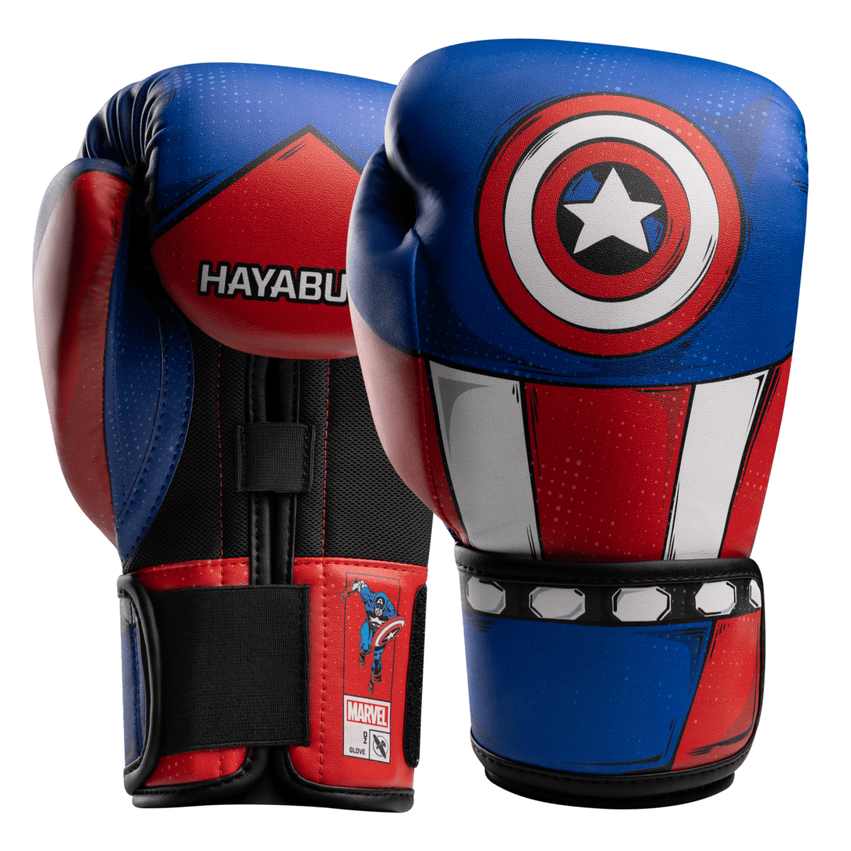 Pereche de mănuși de box Hayabusa Marvel Classic Captain America, roșu, alb și albastru