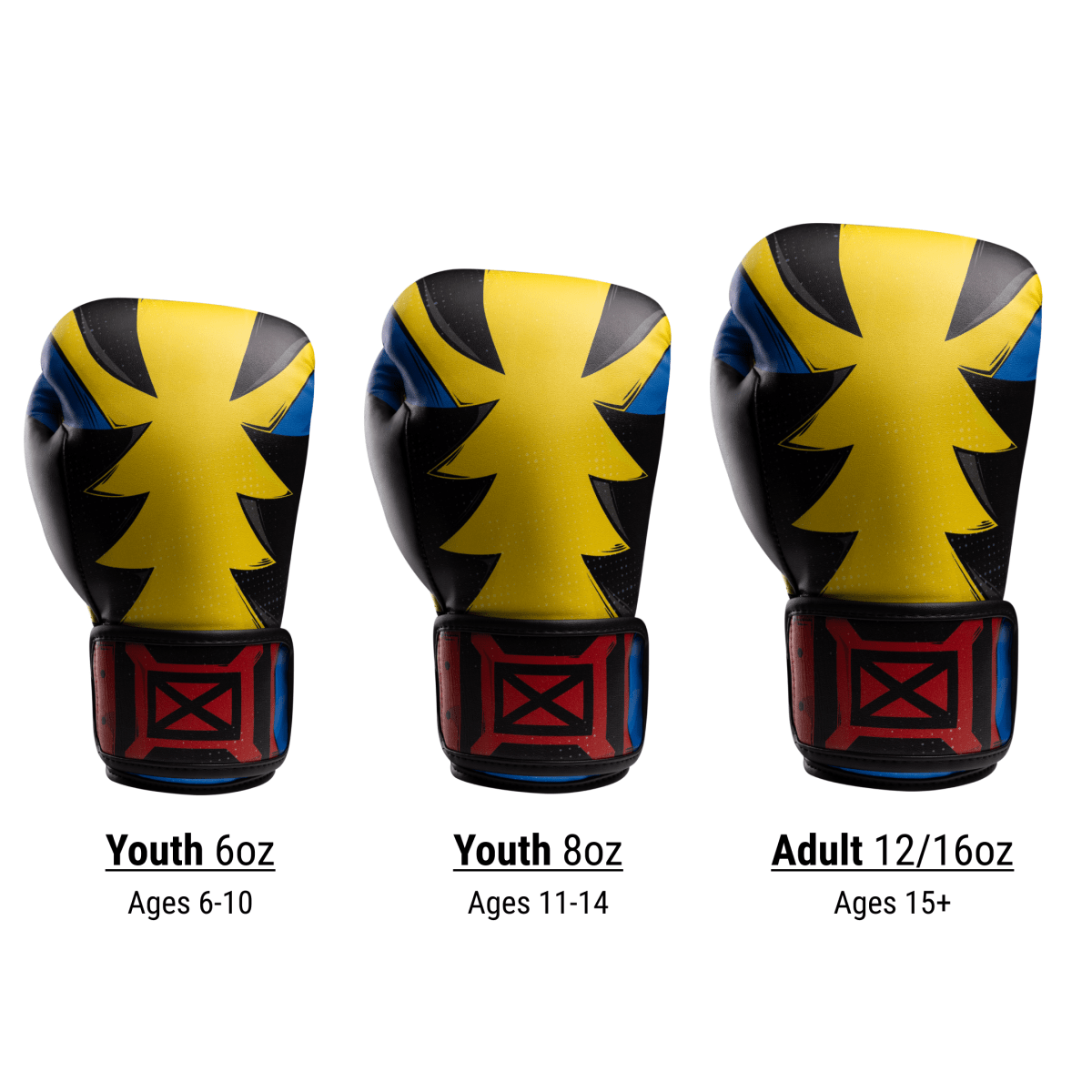 Size chart for Wolverine gloves divided into children's and adult sizes