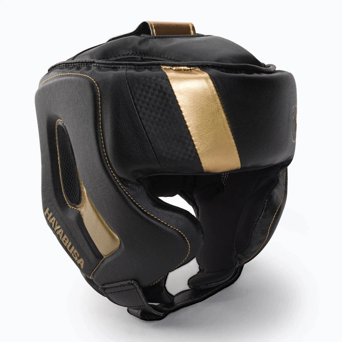 Casca Hayabusa T3 neagra si aurie cu paravane, editie speciala de box.