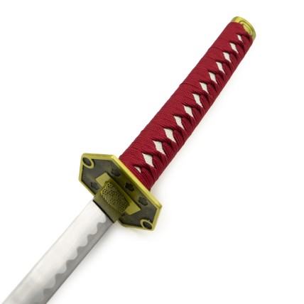 Katana en acier inoxydable décoratif bordeaux et or