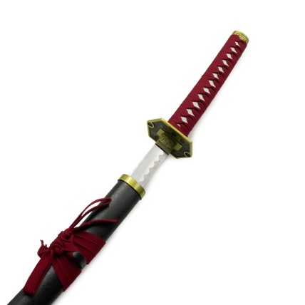 Katana en acier inoxydable décoratif bordeaux et or