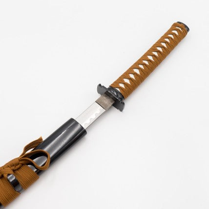 Katana décoratif en acier inoxydable noir et brun avec support