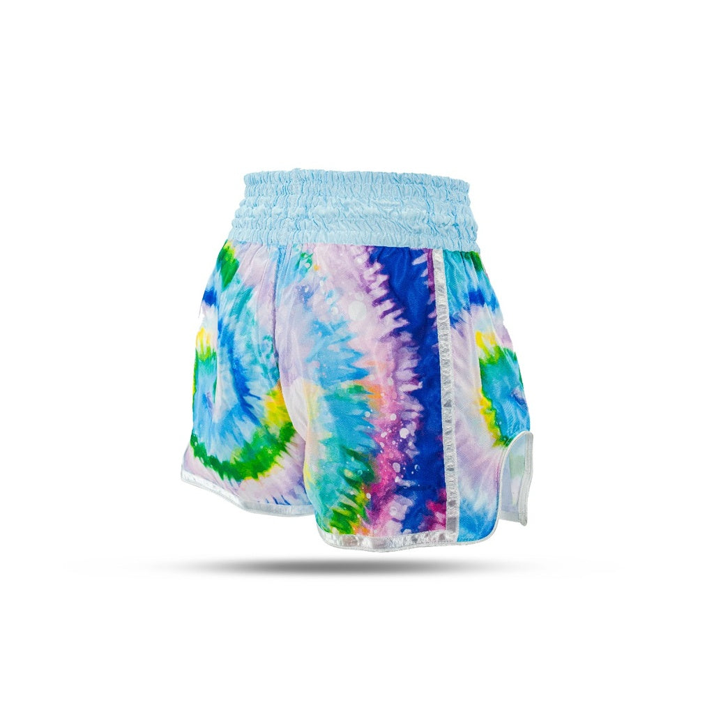 Pantaloncini Muay Thai BOOSTER Swing - Celeste/Bianco - Grafica Sublimata