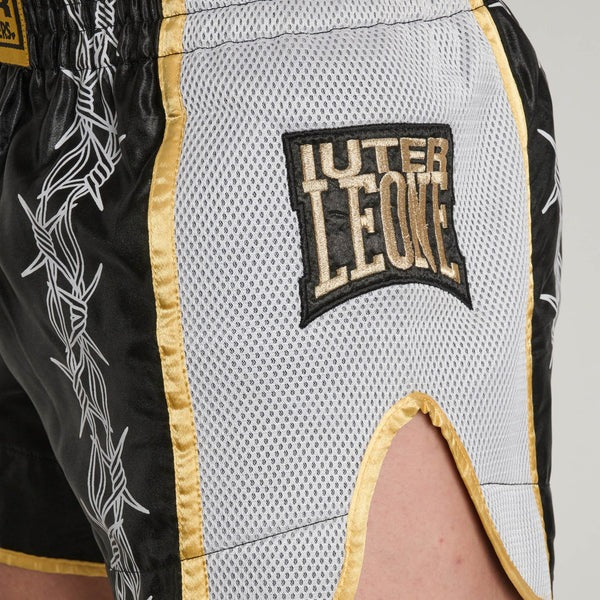 pantaloncini-kick-thai-leone-x-iuter-barbed-wire-dettaglio-logo