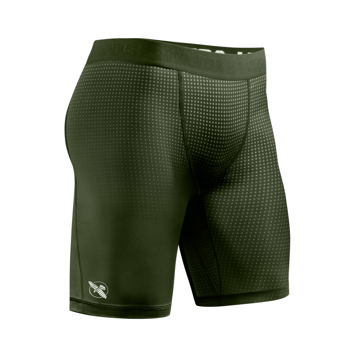 Vooraanzicht van de groene Vale Tudo Hayabusa Core short, ademende bescherming voor training