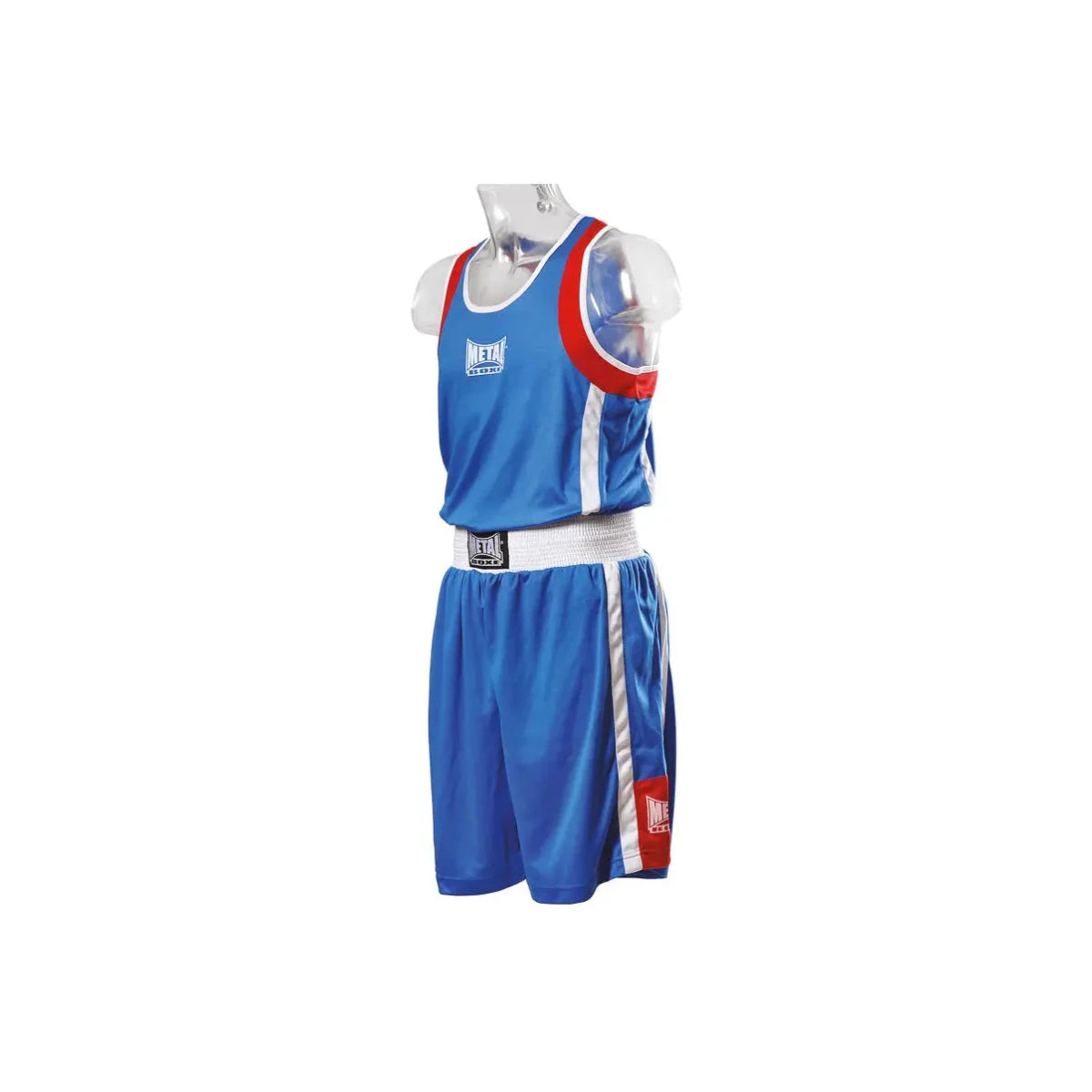 Čelní pohled na dětský boxerský set Metal Boxe modrý na trénink