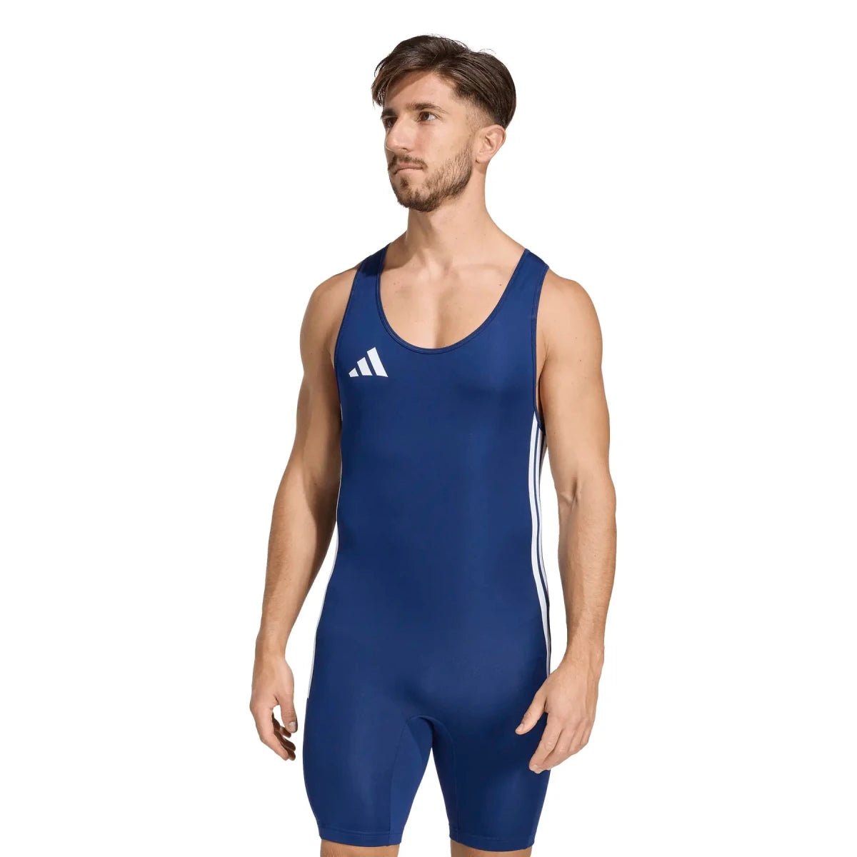 Combinaison adidas Powerlift WL bleue vue de face pour l'haltérophilie.